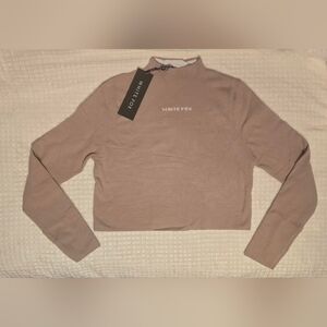 White Fox Boutique Tribeca Knit Long Sleeve Cropped Sweater Sand Size L/XL NWT